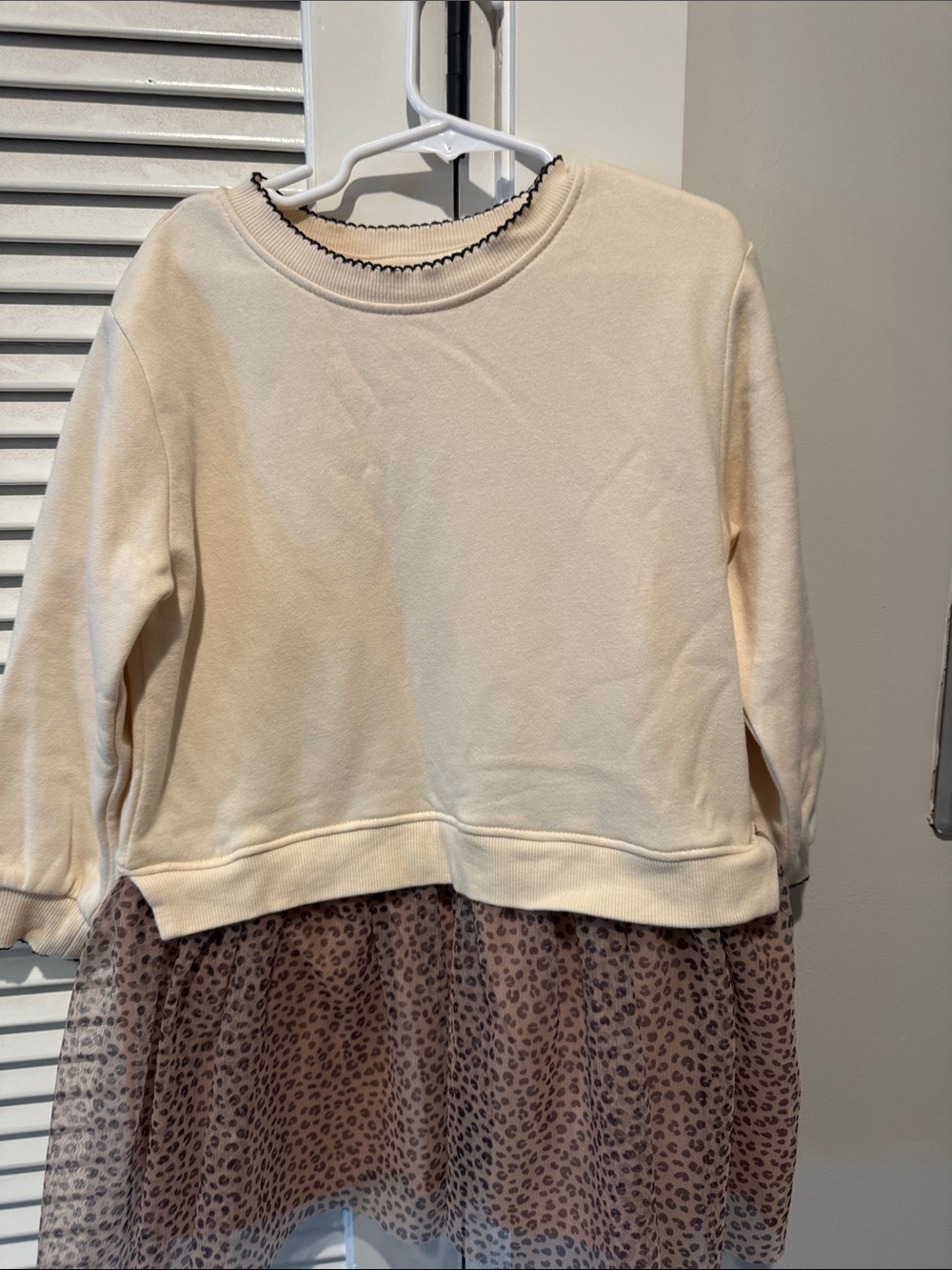 H&M Cream Sweatshirt with Brown Leopard Mesh Skirt